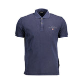 Blue Cotton Men Polo Shirt