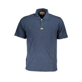 Blue Cotton Men Polo Shirt