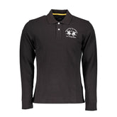 Elegant Long Sleeve Black Polo for Men