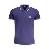 Blue Cotton Men Polo Shirt