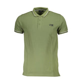Green Cotton Men Polo Shirt