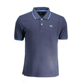 Blue Cotton Men Polo Shirt
