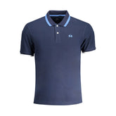 Blue Cotton Men Polo Shirt