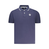 Blue Cotton Men Polo