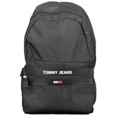 Black Recycled Polyester Men Backpack