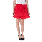 Red Polyester Women Skirt