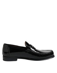 Black Leather Slip On Loafers Dress Shoes