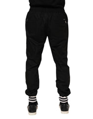 Black Cotton Logo Tape Men Jogger Pants