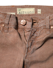 Brown Cotton Slim Fit Denim Low Waist Jeans