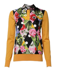 Multicolor Floral Long Sleeves Polo Top