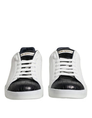 White Black Leather Portofino Sneaker Shoes