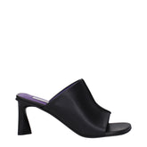 Black Leather Stiletto Heel Sandals