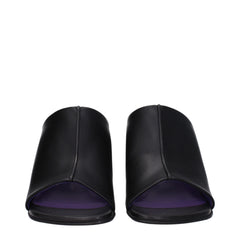 Black Leather Stiletto Heel Sandals