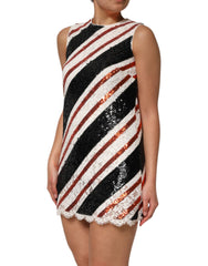 فستان قصير مزركش بالترتر متعدد الألوان مزين بالترتر