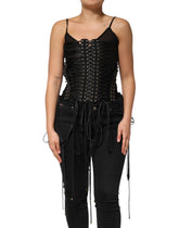 Black Eyelet Embellished Corset Style Top