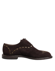 Brown Velvet Lace Up Oxford Dress Shoes