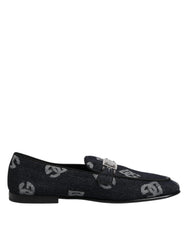 Blue Logo Cotton Loafers Formal Dress Shoes