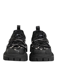 Black Low Top Lace Up Trekking Sneakers Shoes
