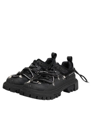 Black Low Top Lace Up Trekking Sneakers Shoes
