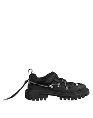 Black Low Top Lace Up Trekking Sneakers Shoes