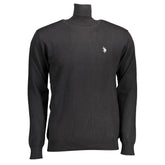 Black Cotton Men's Turtleneck Sweater