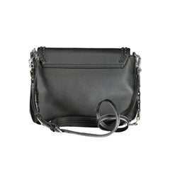 Black Polyurethane Women's Shoulder Bag