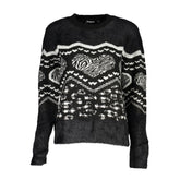 Black Acrylic Women Sweater with Metallic Fiber