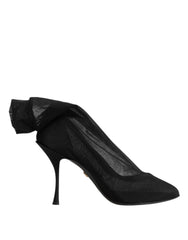 Black Silk Stretch Mesh Sock Boots Shoes