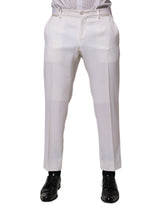 White Polyester Tapered Formal Trouser Pants
