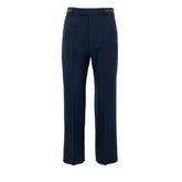 Blue Cotton Casual Pants