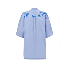 قميص قطني أزرق بنقشة