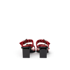 Red Leather Stiletto Heel Sandals