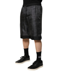 Gray Black Silk DG Logo Men Bermuda Shorts