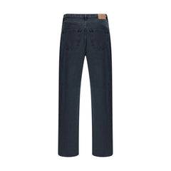Black Cotton Straight-Leg Jeans