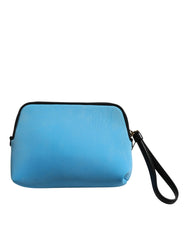 Blue Nylon DG Logo Print Clutch Zip Pouch Bag
