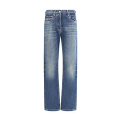 Blue Cotton Straight-Leg Jeans