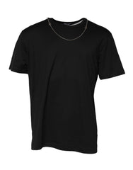 Black Chain Necklace Cotton Crewneck T-shirt