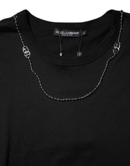 Black Chain Necklace Cotton Crewneck T-shirt