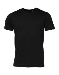 Black Logo Plaque Cotton Crew Neck T-Shirt