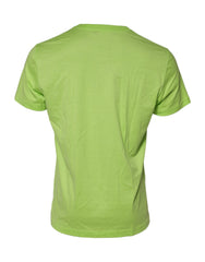 Green Embossed Logo Cotton Crew Neck T-Shirt