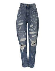 Blue AMBER Tattered High Waist Denim Jeans