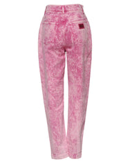 Pink Tie Dye High Waist Tapered Denim Jeans