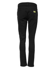 Black Cotton Skinny Mid Waist Denim Jeans