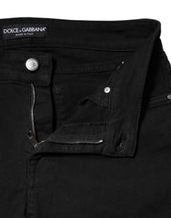 Black Cotton Skinny Mid Waist Denim Jeans
