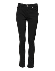 Black Cotton Skinny Mid Waist Denim Jeans