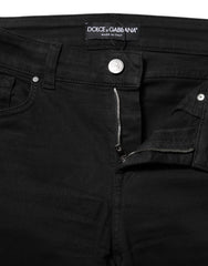 Black Cotton Skinny Mid Waist Denim Jeans