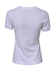 White Cotton DG Logo Embroidery Top T-Shirt