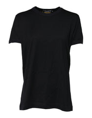 Black Cotton DG Print Short Sleeve Top T-Shirt