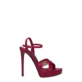 Pink Leather Platform Sandals