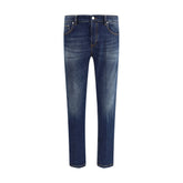 Blue Cotton Slim Fit Jeans
